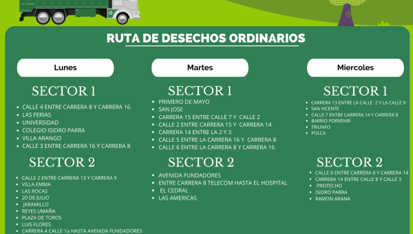 Conoce nuestras rutas de recolección de residuos sólidos